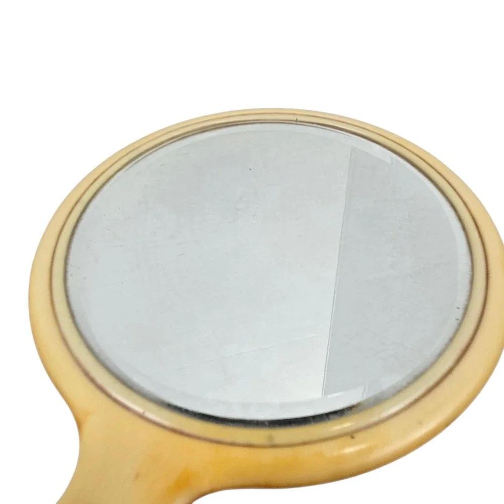 Antique 1911 Barber's Shaving Celluloid Hand Mirrors w Matching Straight Razor